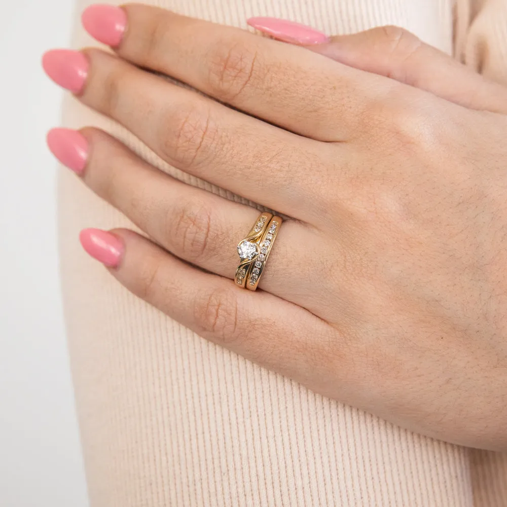 9ct Yellow Gold 2 Ring Bridal Set With 16 Diamonds Totalling 0.5 Carats Shiels