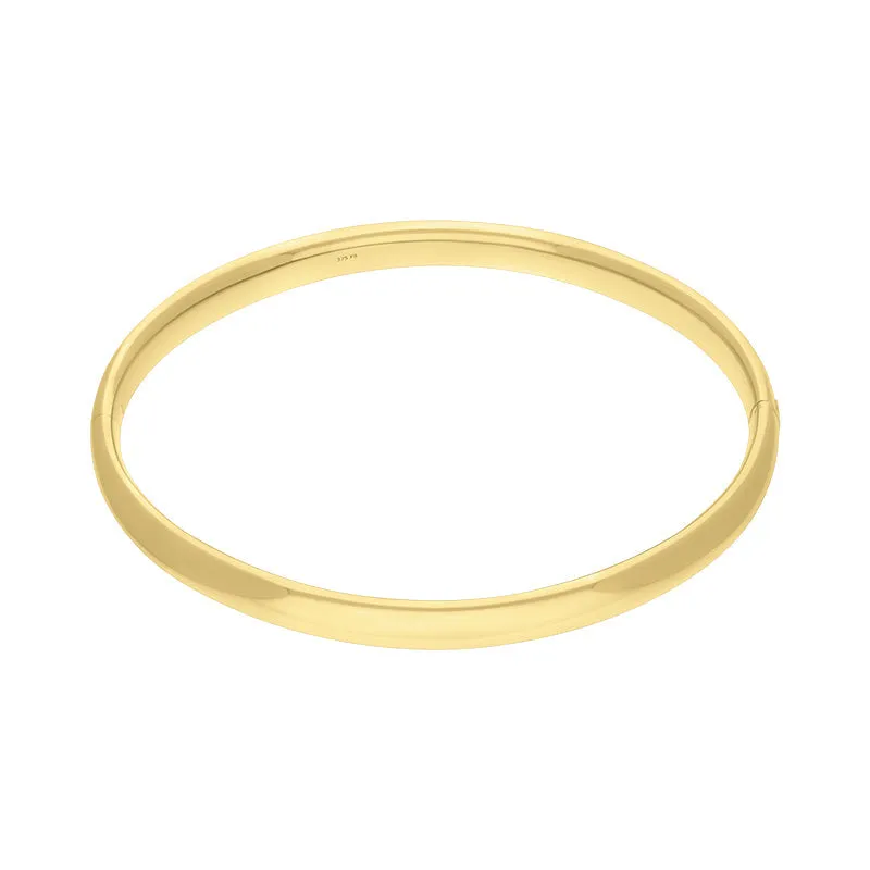 9ct Yellow Gold 4mm Domed Hinged Bangle