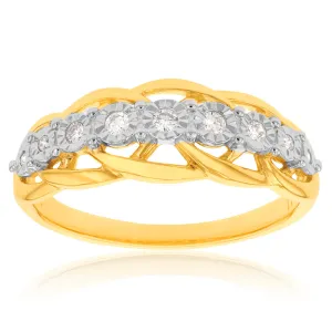 9ct Yellow Gold Diamond Ring with 9 Brilliant Diamonds Shiels