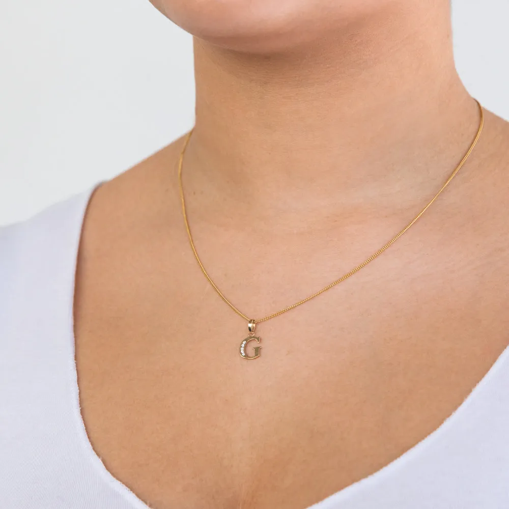 9ct Yellow Gold Initial G Zirconia Pendant Shiels
