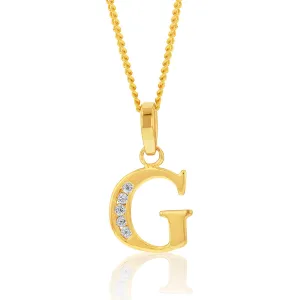 9ct Yellow Gold Initial G Zirconia Pendant Shiels