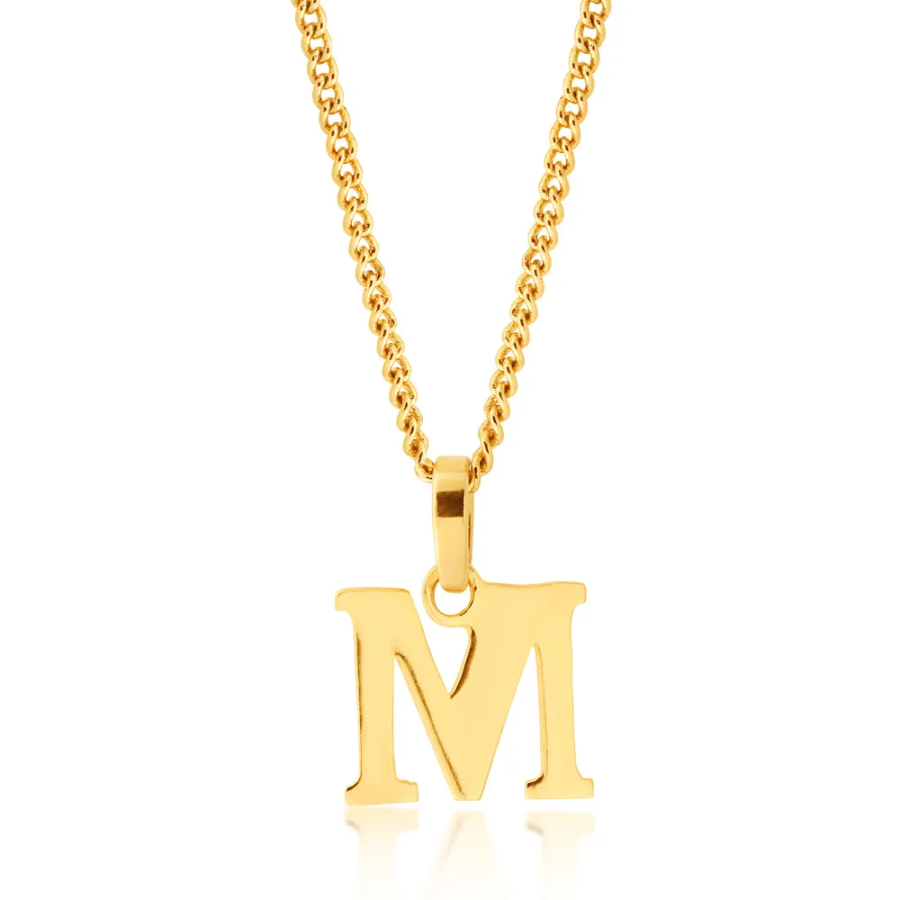 9ct Yellow Gold Initial "M" Pendant Shiels
