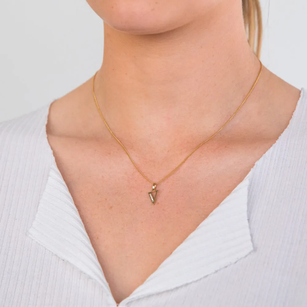 9ct Yellow Gold Initial V Zirconia Pendant Shiels