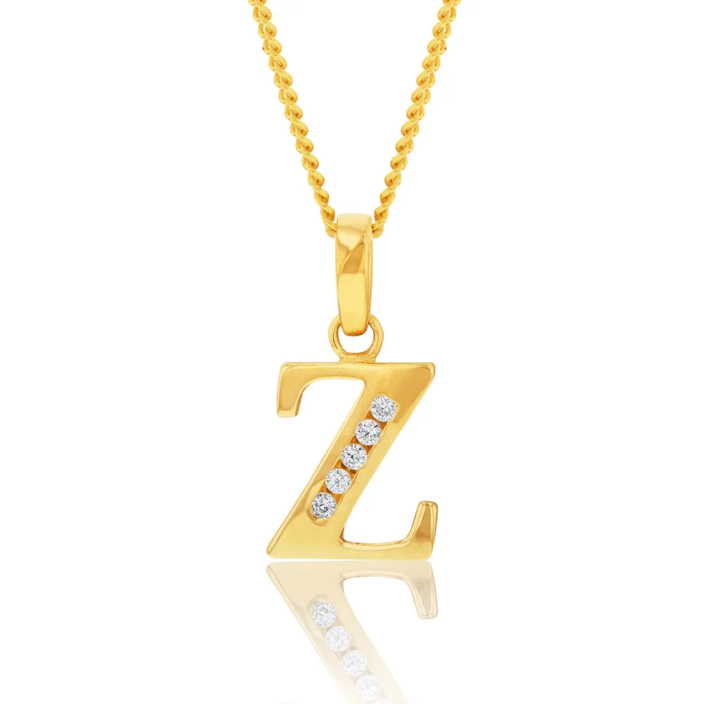 9ct Yellow Gold Initial Z Zirconia Pendant Shiels