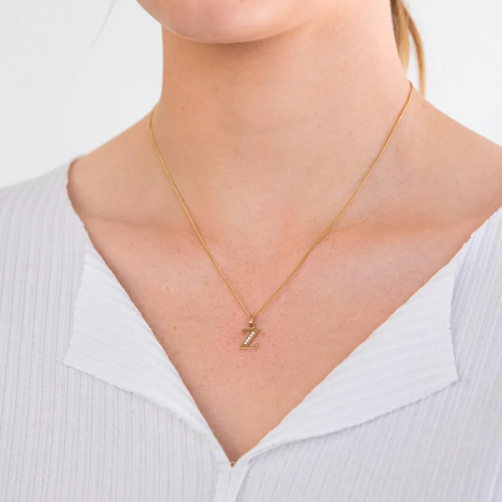 9ct Yellow Gold Initial Z Zirconia Pendant Shiels