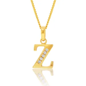 9ct Yellow Gold Initial Z Zirconia Pendant Shiels