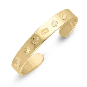 9ct Yellow Gold King's Coronation Hallmark Cuff Bangle D