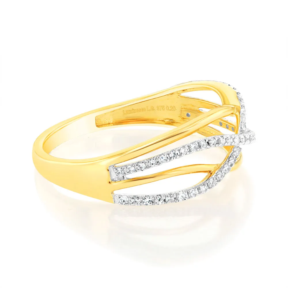 9ct Yellow Gold Luminesce Lab Grown Double Band Diamond Ring Shiels
