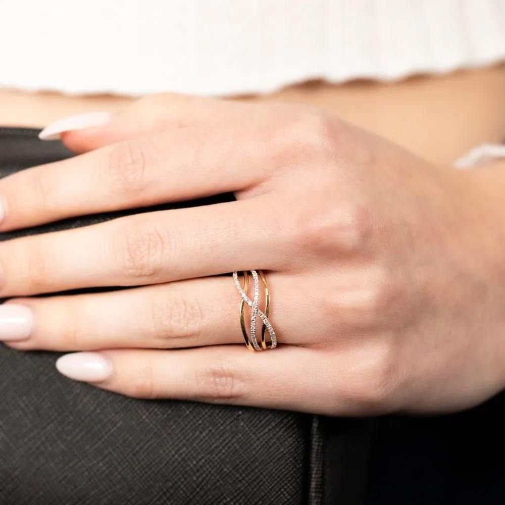 9ct Yellow Gold Luminesce Lab Grown Double Band Diamond Ring Shiels