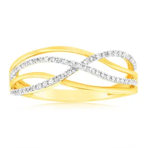 9ct Yellow Gold Luminesce Lab Grown Double Band Diamond Ring Shiels