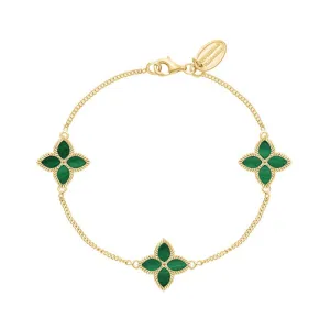 9ct Yellow Gold Malachite Eden Marquise Flower Bracelet