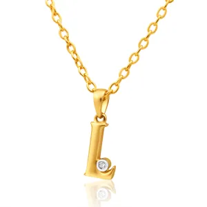 9ct Yellow Gold Pendant Initial L set with diamond Shiels