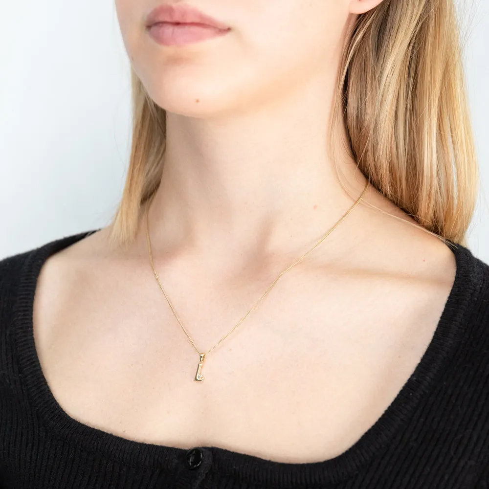9ct Yellow Gold Pendant Initial L set with diamond Shiels