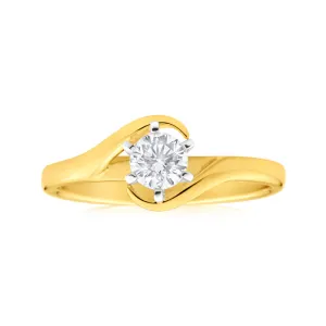 9ct Yellow Gold Solitaire Ring With 0.3 Carat 6 Claw Set Diamond Shiels