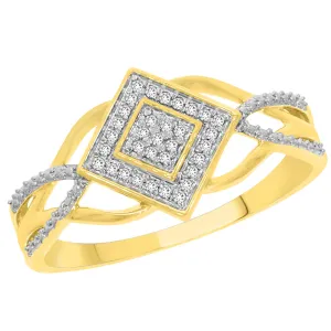 9ct Yellow Gold Split Shank Diamond Ring with 33 Brilliant Cut Diamonds Shiels