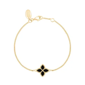 9ct Yellow Gold Whitby Jet Eden Marquise Flower Bracelet