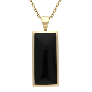9ct Yellow Gold Whitby Jet Medium Oblong Necklace