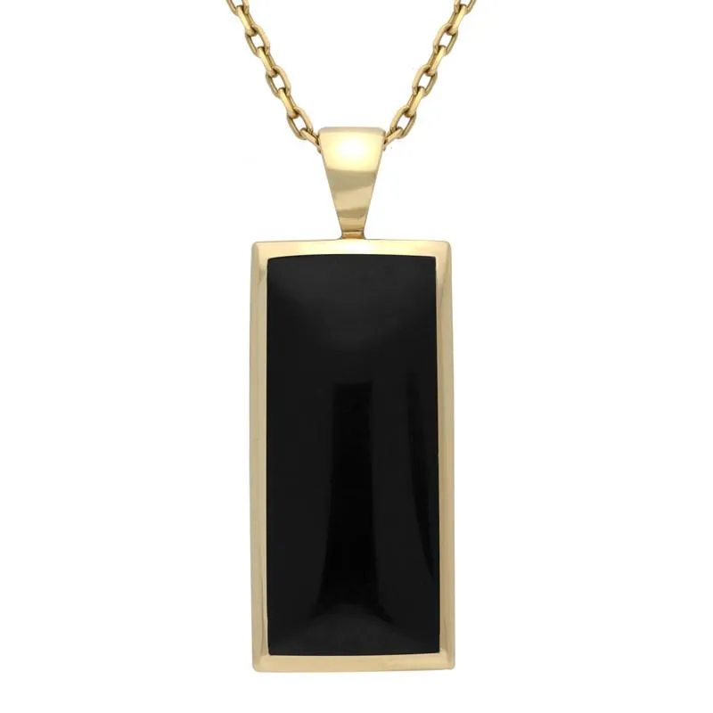 9ct Yellow Gold Whitby Jet Medium Oblong Necklace