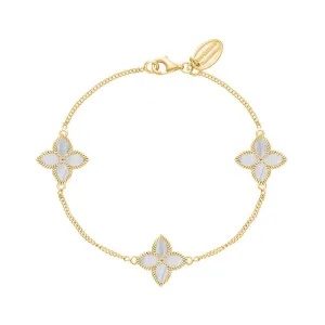 9ct Yellow Gold White Mother of Pearl Eden Marquise Flower Bracelet