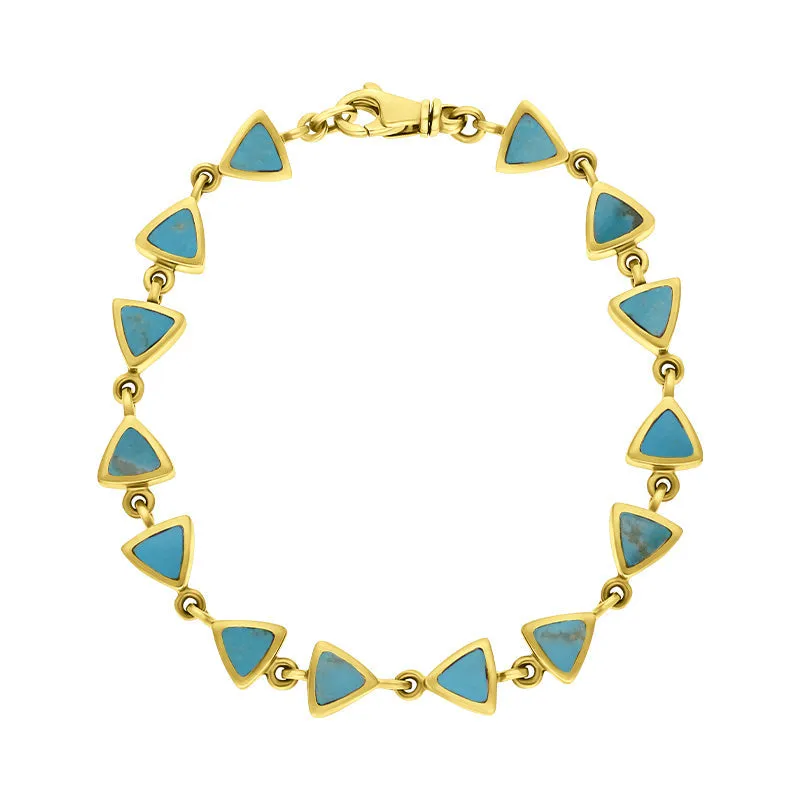 9ct Yellow Turquoise Curved Triangle Bracelet