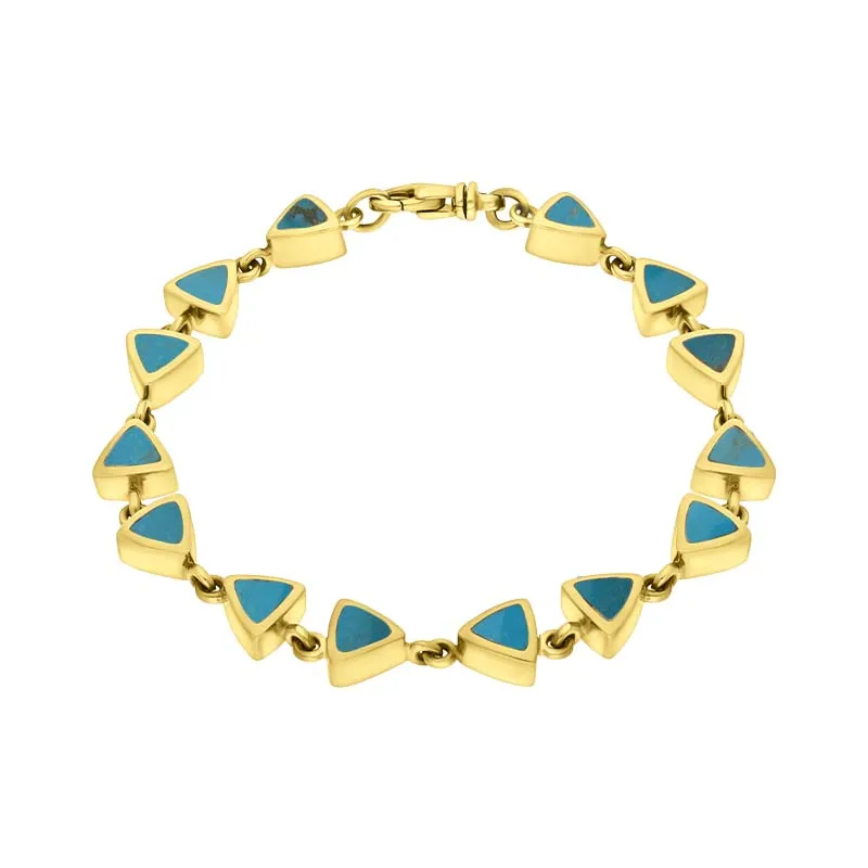 9ct Yellow Turquoise Curved Triangle Bracelet