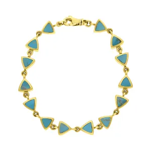 9ct Yellow Turquoise Curved Triangle Bracelet