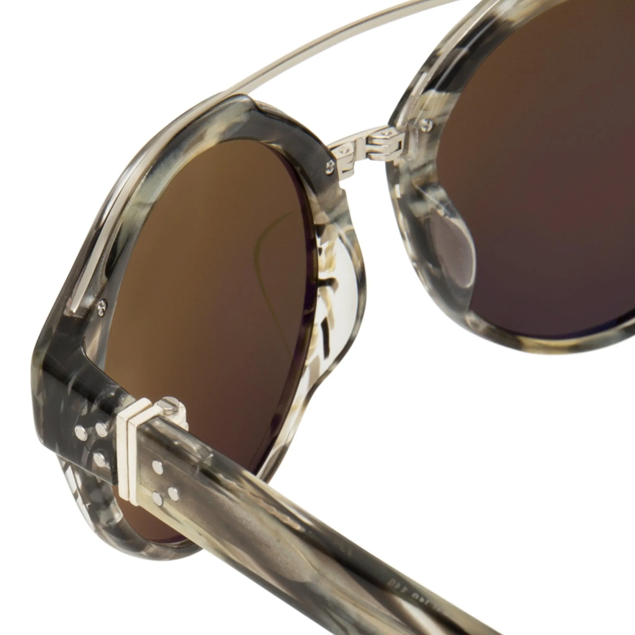 Ann Demeulemeester Ladies Sunglasses Round Hornet and Green AD45C3SUN