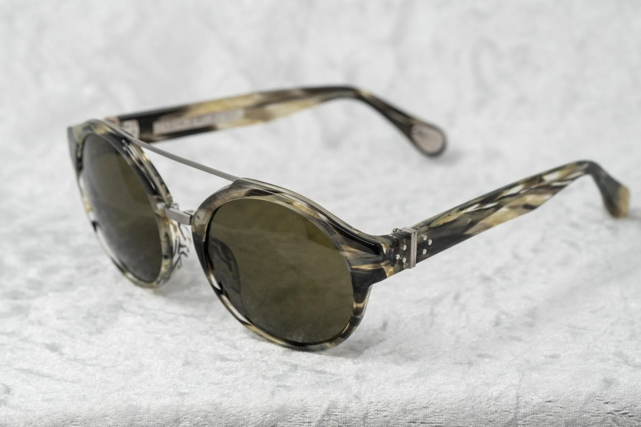 Ann Demeulemeester Ladies Sunglasses Round Hornet and Green AD45C3SUN