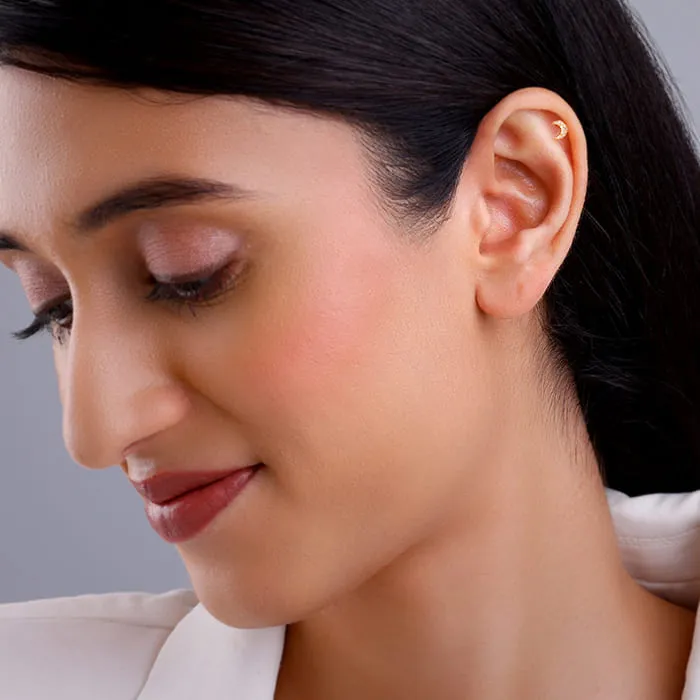 Anushka Sharma Golden Crescent Zircon Tiny Earrings Giva