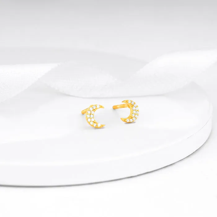 Anushka Sharma Golden Crescent Zircon Tiny Earrings Giva