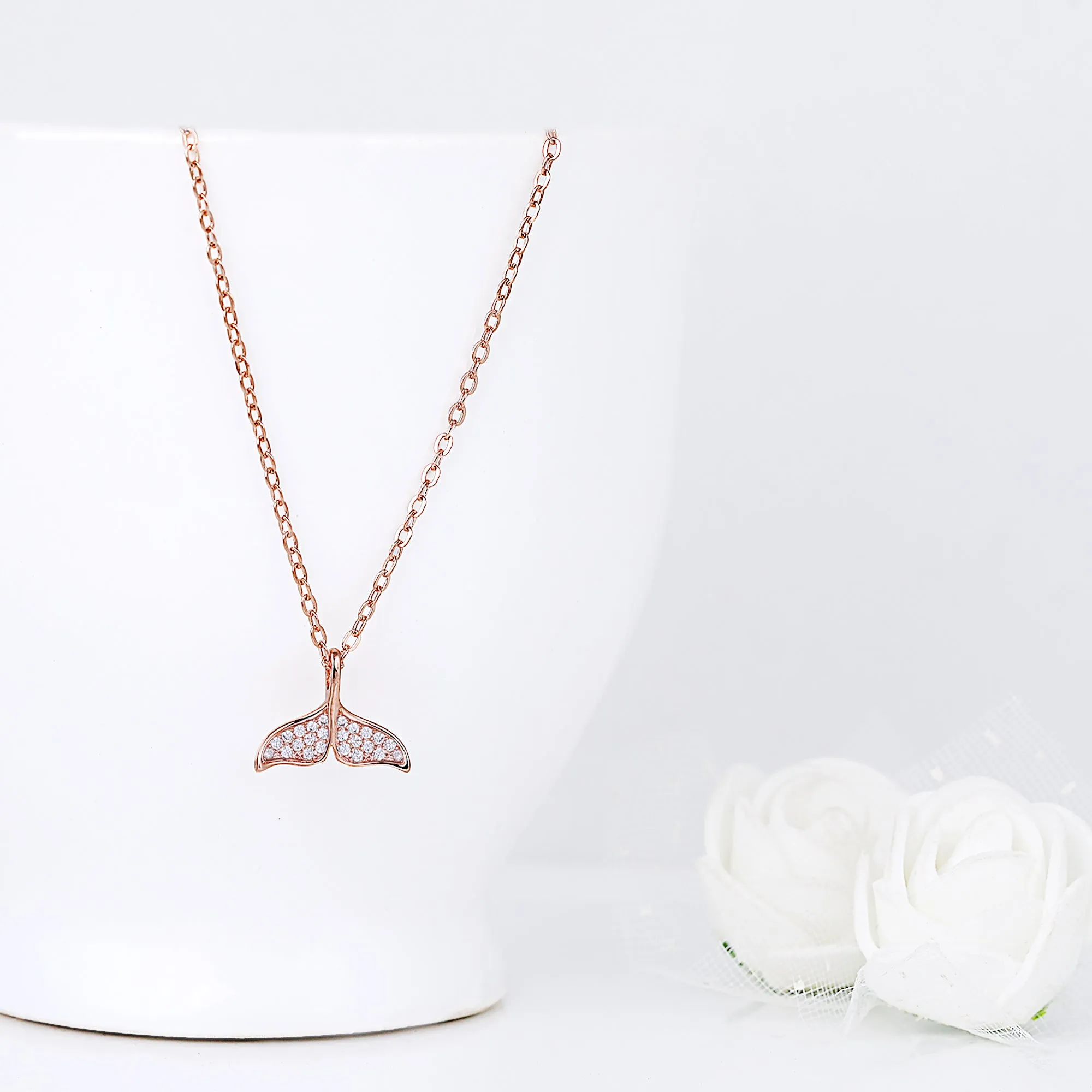 Anushka Sharma Rose Gold Dolphin Tail Necklace with Link Chain Giva
