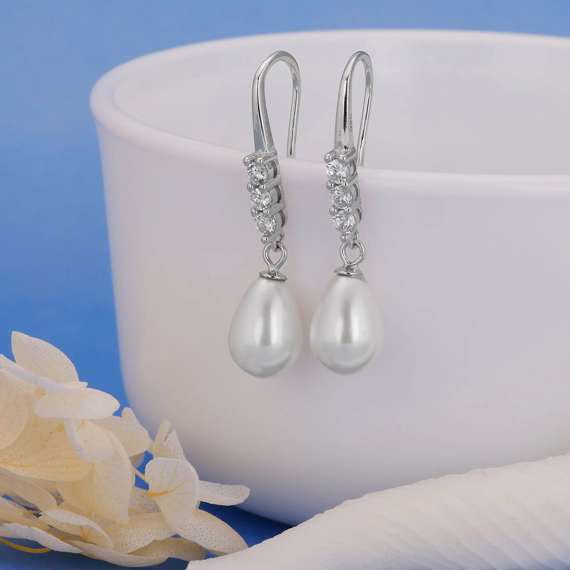 Anushka Sharma Silver Drops of Pearl Earrings Giva
