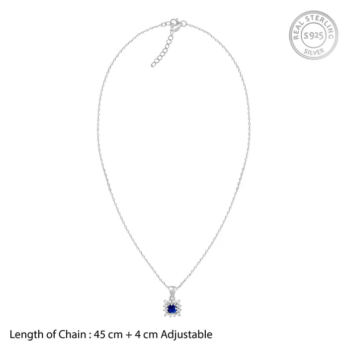 Anushka Sharma Silver Royal Blue Pendant with Link Chain Giva