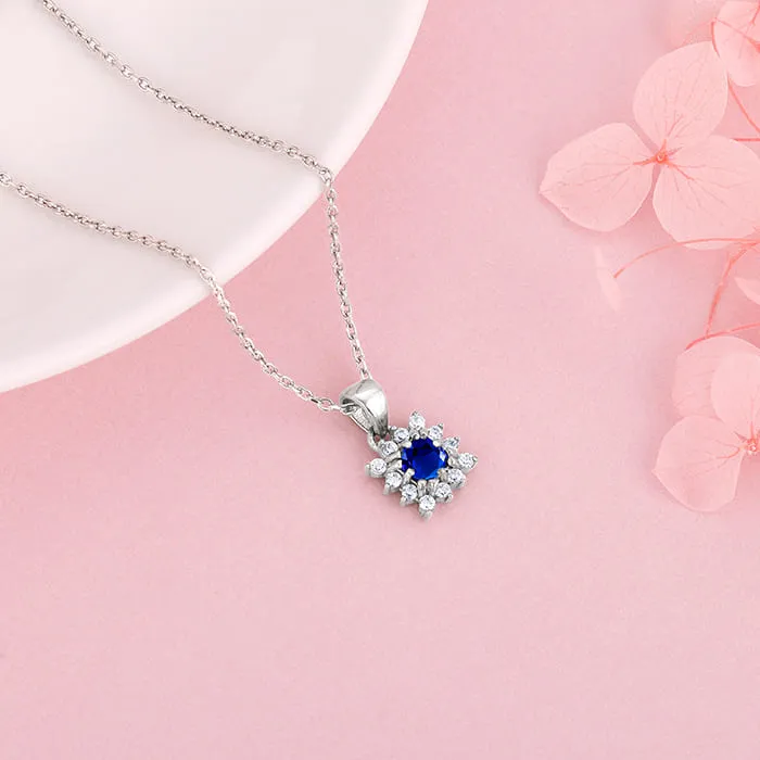 Anushka Sharma Silver Royal Blue Pendant with Link Chain Giva