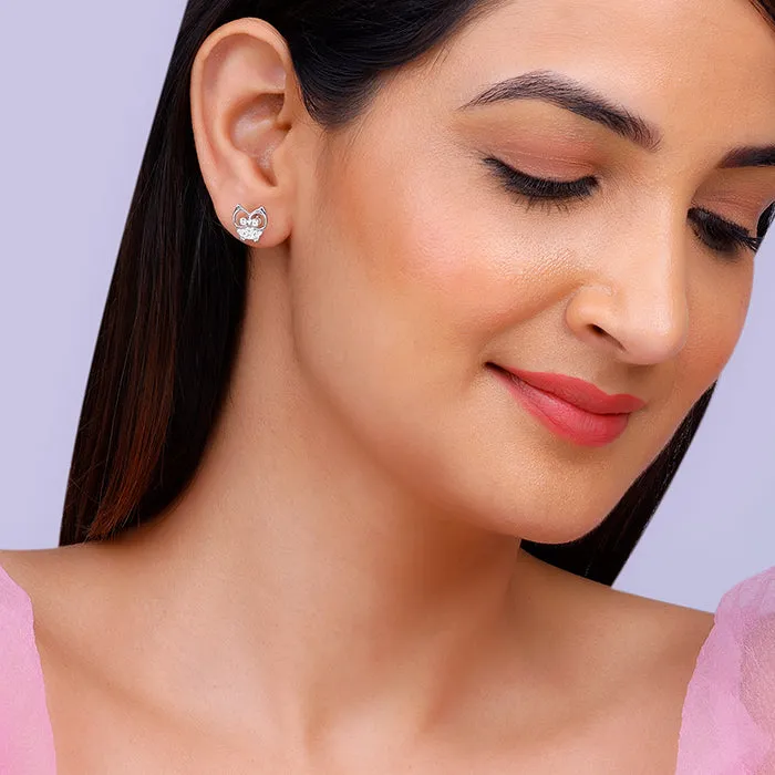 Anushka Sharma Silver Sparkling Owl Earrings Giva