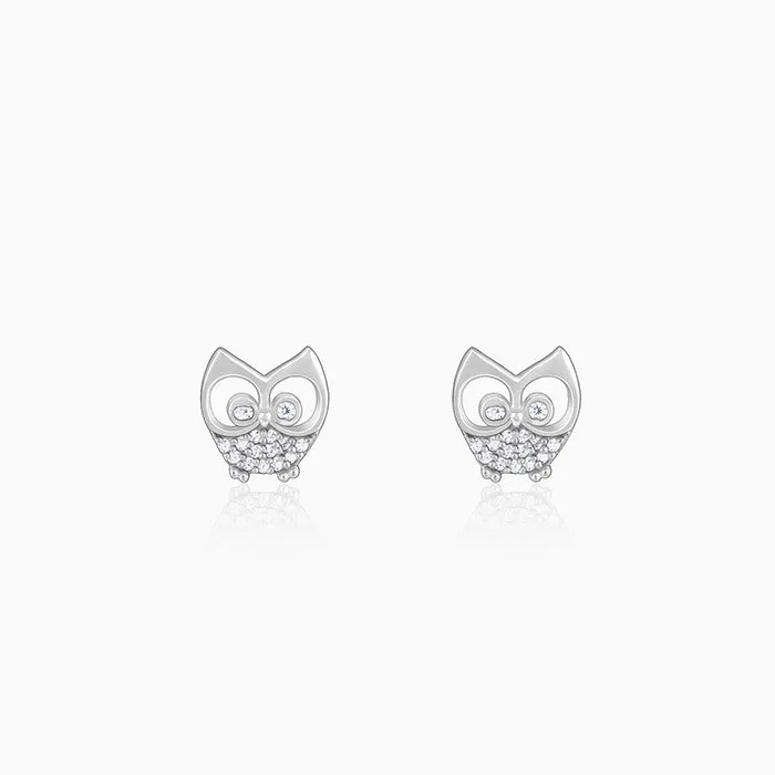Anushka Sharma Silver Sparkling Owl Earrings Giva