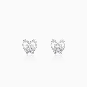 Anushka Sharma Silver Sparkling Owl Earrings Giva