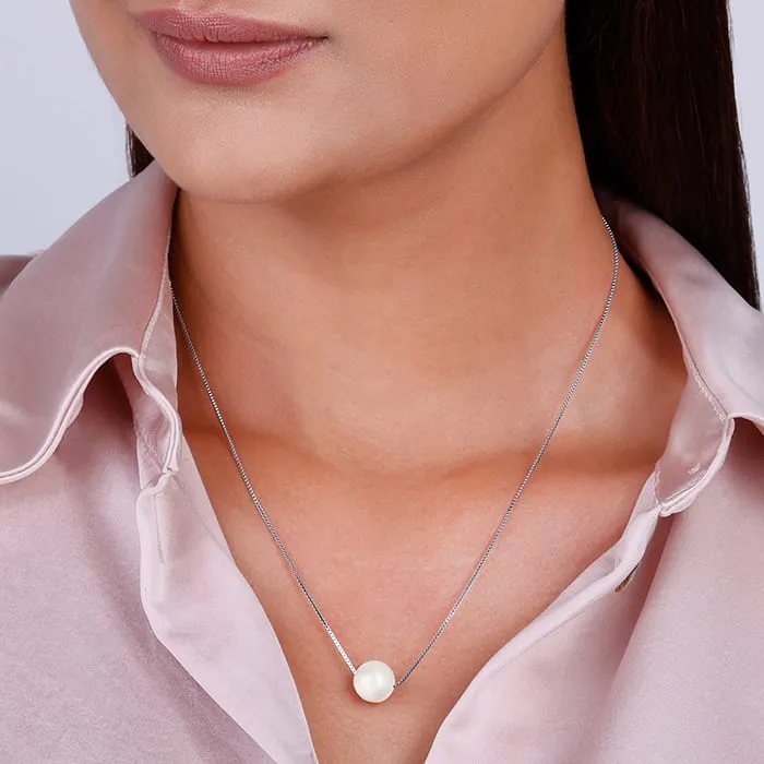 Anushka Sharma Silver White Pearl Moon Necklace Giva