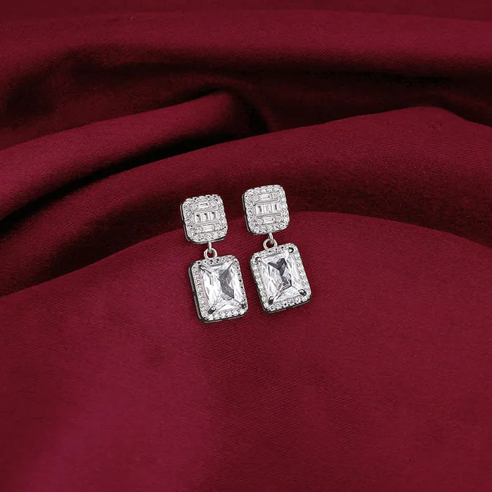 Anushka Sharma Silver Zircon Bold Baguette Earrings Giva
