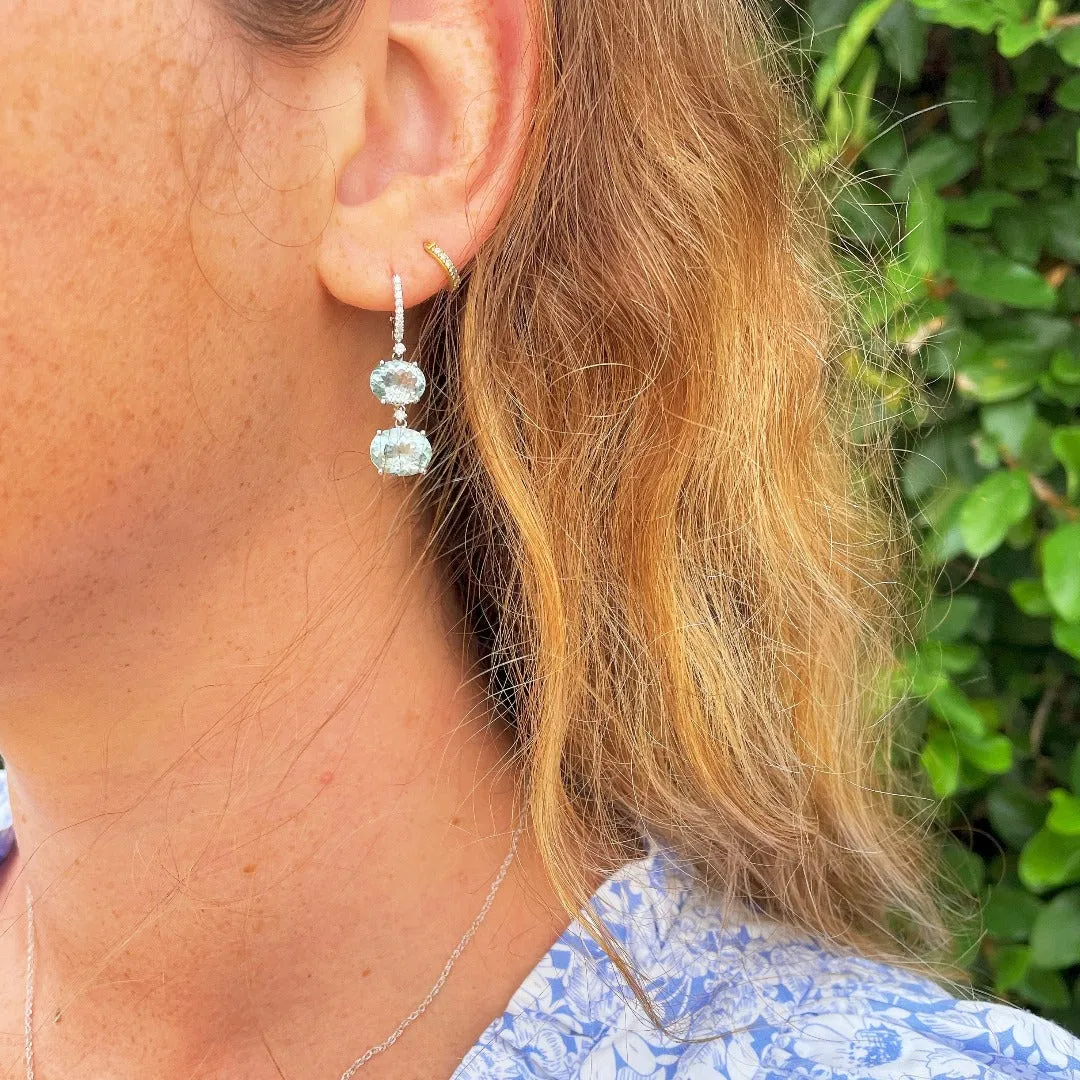 Aquamarine & Diamond 14K White Gold Double Drop Earrings Croghans