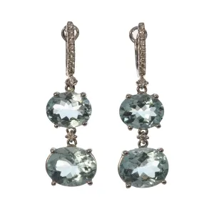 Aquamarine & Diamond 14K White Gold Double Drop Earrings Croghans