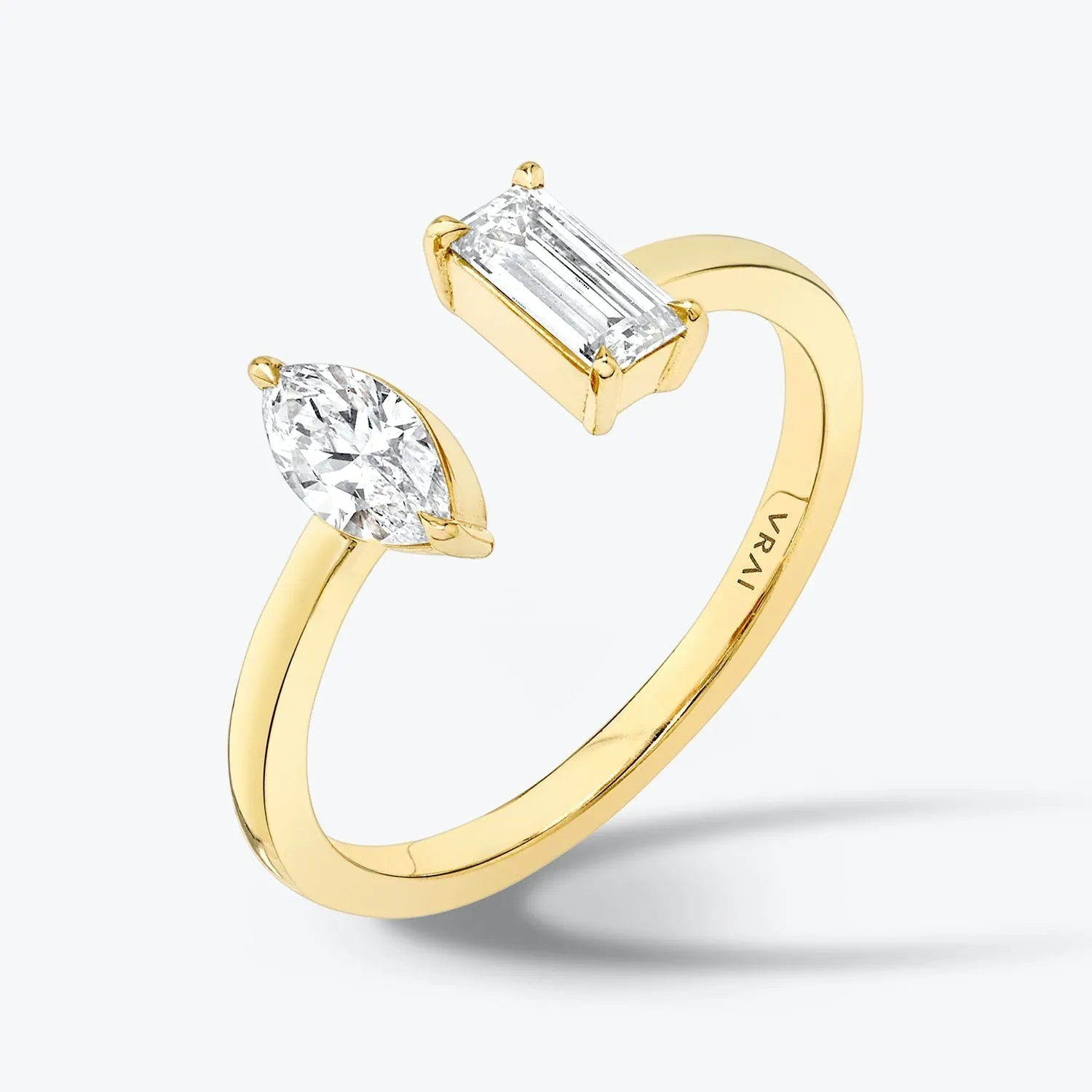 Baguette & Marquise Mixed Cuff 14K Gold Ring w. Lab-Grown Diamonds