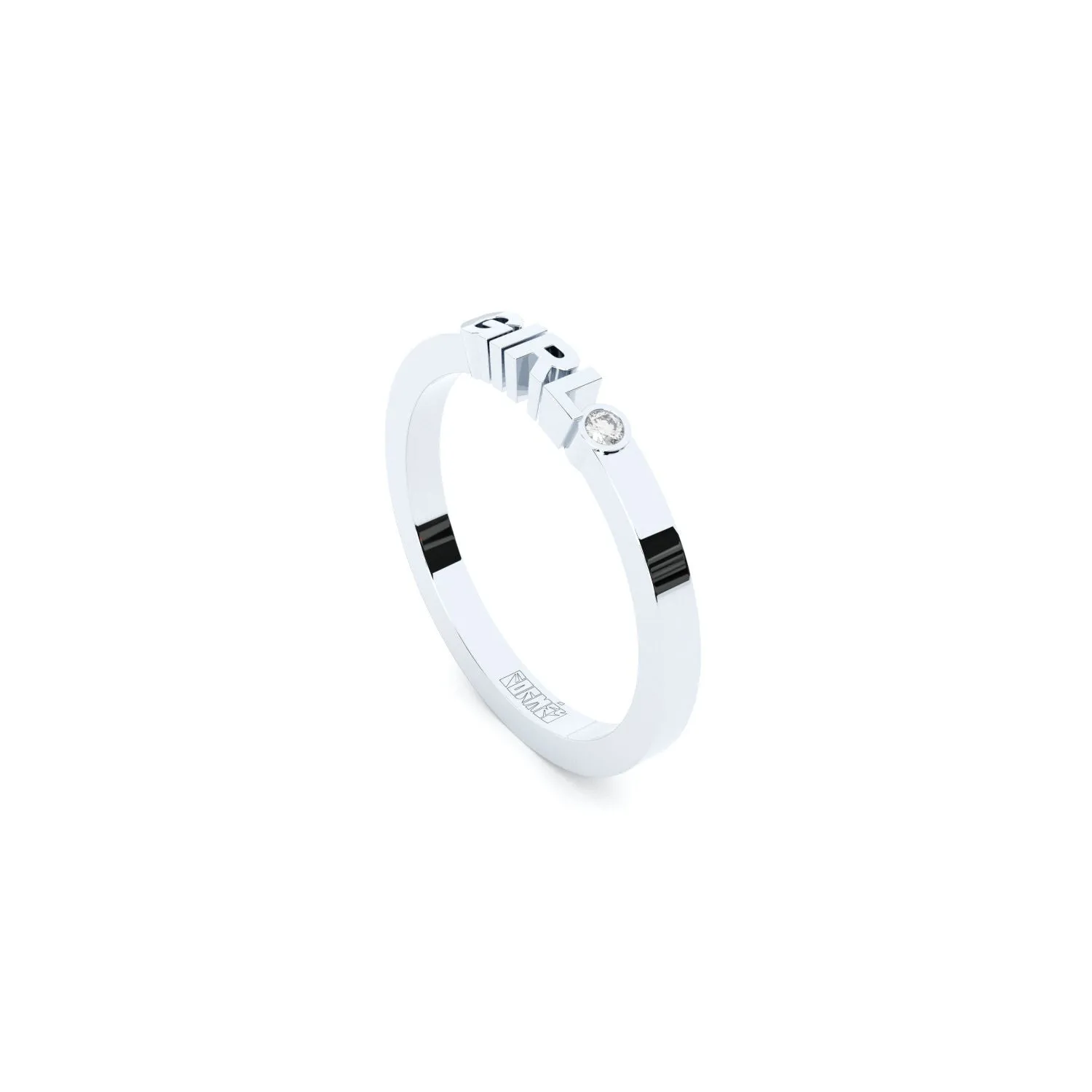 Becoming Girl 14K or 18K Whitegold Ring w. Lab-Grown Diamond