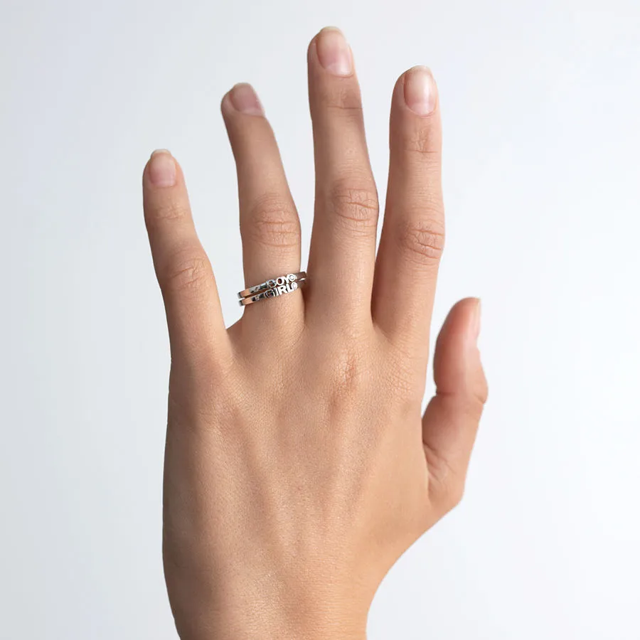 Becoming Girl 14K or 18K Whitegold Ring w. Lab-Grown Diamond