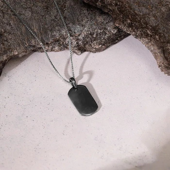 Black Rhodium Aegis Amulet Pendant with Box Chain For Him Giva