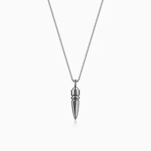 Black Rhodium Bullet Pendant With Box Chain For Him Giva