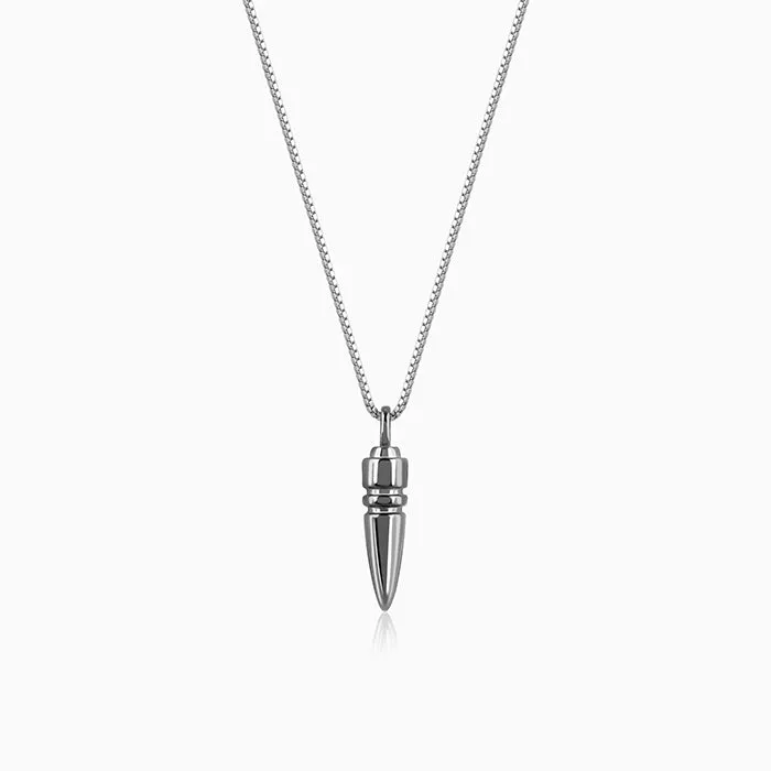 Black Rhodium Bullet Pendant With Box Chain For Him Giva