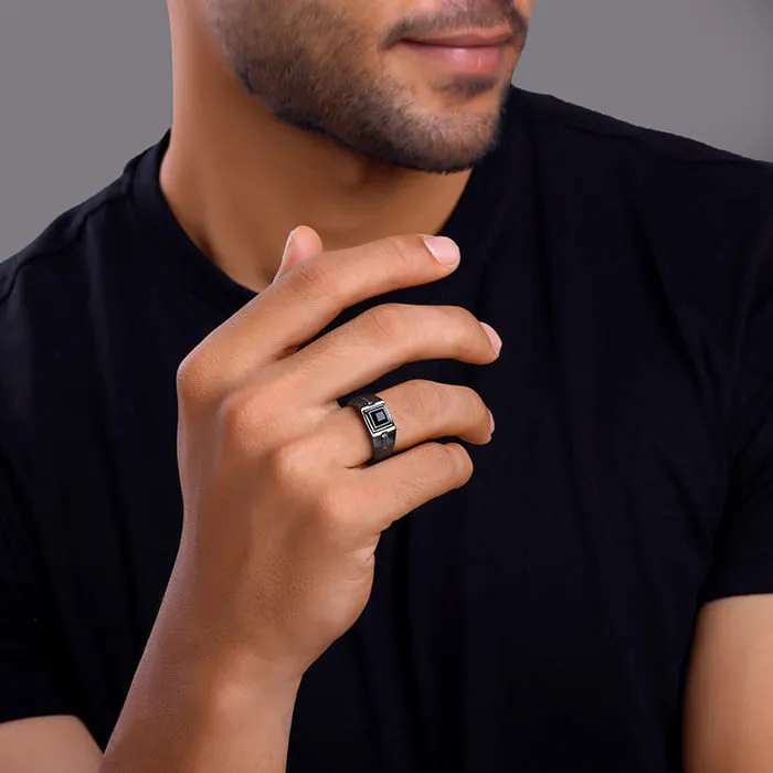 Black Rhodium Goal Oriented Ring For Him Giva