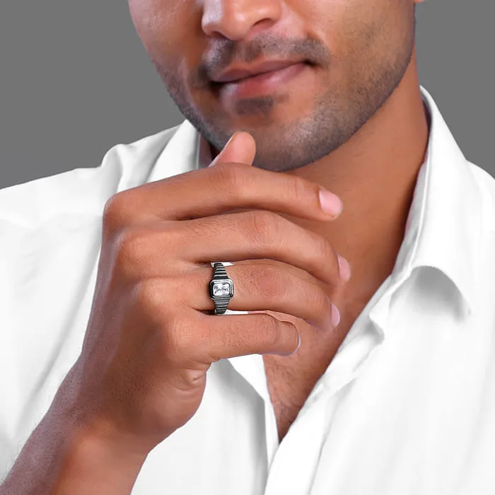 Black Rhodium Nomadic Spirit Ring For Him Giva