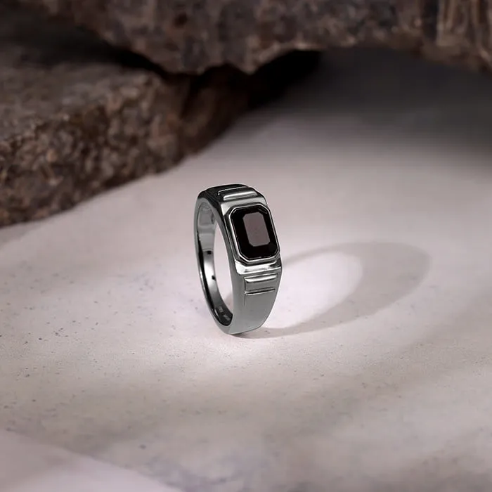 Black Rhodium Observant Ring For Him Giva